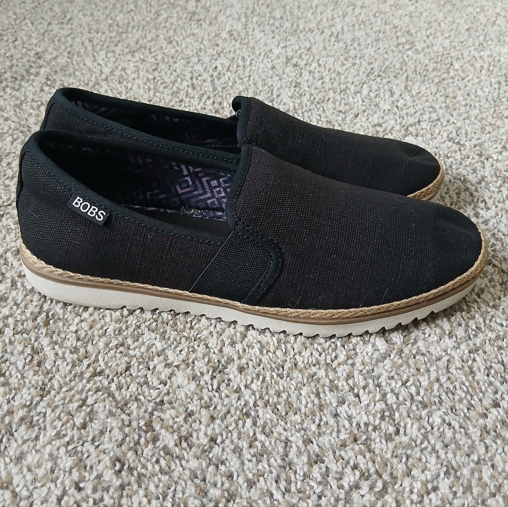 Skechers‎ BOBS Black and Tan Slip-On Loafers
